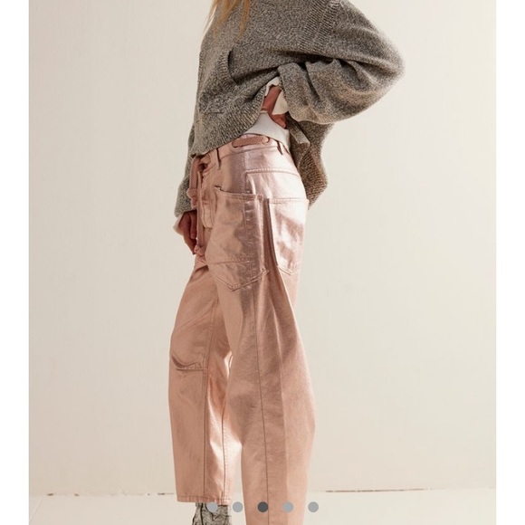 Free People (We The Free) Metallic Moxie Low Slung Pull On Barrel Pants - Picture 4 of 11